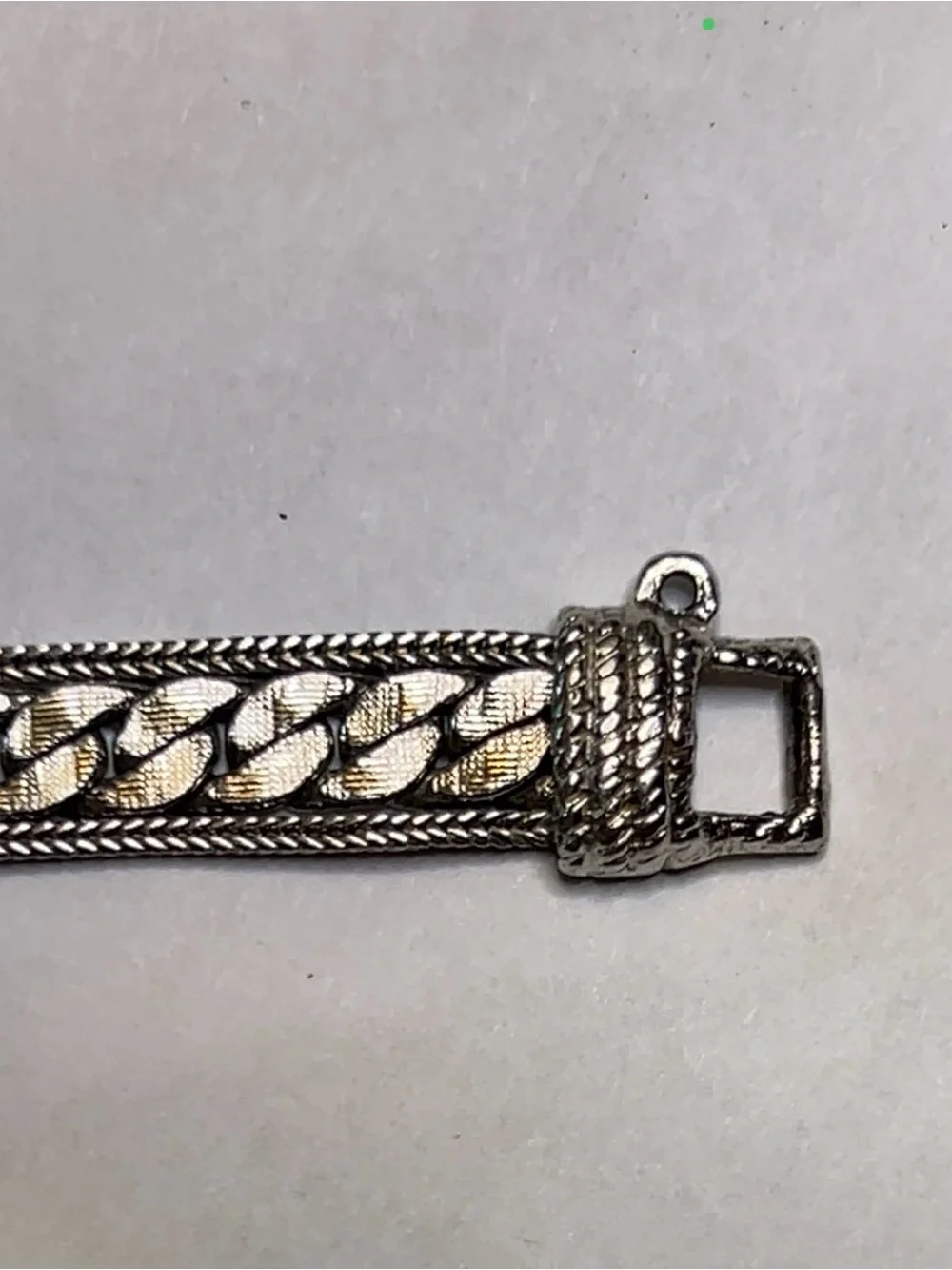 Silver-Tone Unisex Bracelet- SE Asian, 7”. Woven Chain & Box-Tongue Clasp. VGUC.